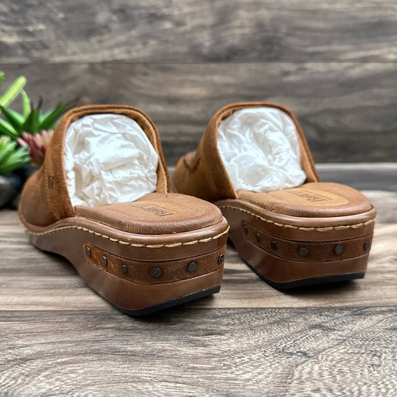 NIB Born Yucatan 8M 39 Brown Distressed Suede Huarache Woven Slip On Clogs Mules - Picture 6 of 11